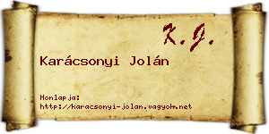 Karácsonyi Jolán névjegykártya